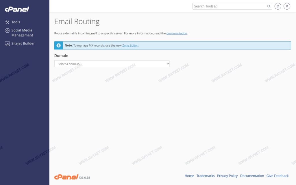 بخش Email Routing در سیپنل