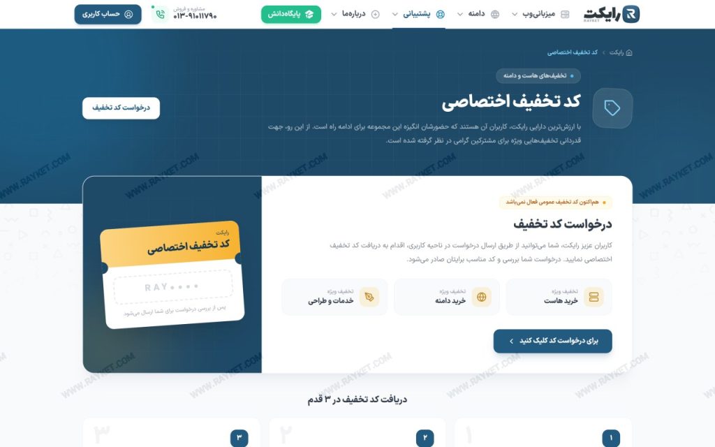 صفحه کد تخفیف رایکت