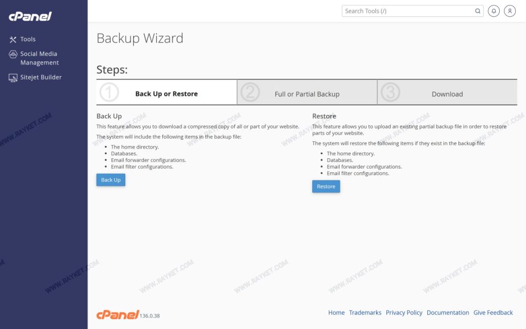 ابزار Backup Wizard در سیپنل