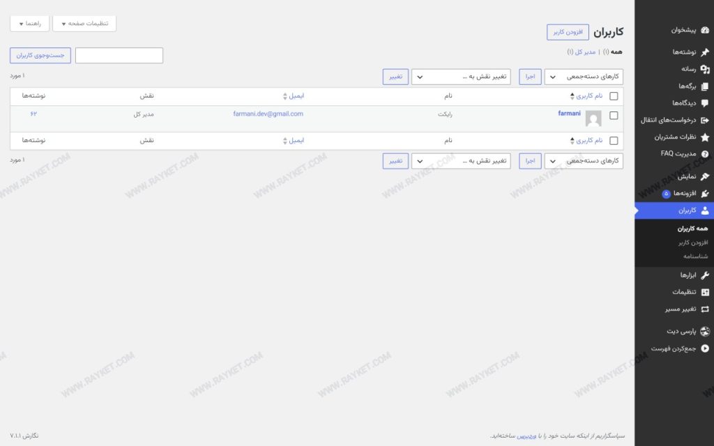 صفحه کاربران وردپرس