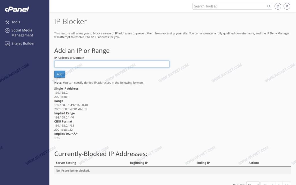 ابزار IP Blocker در سیپنل برای مسدود کردن آیپی