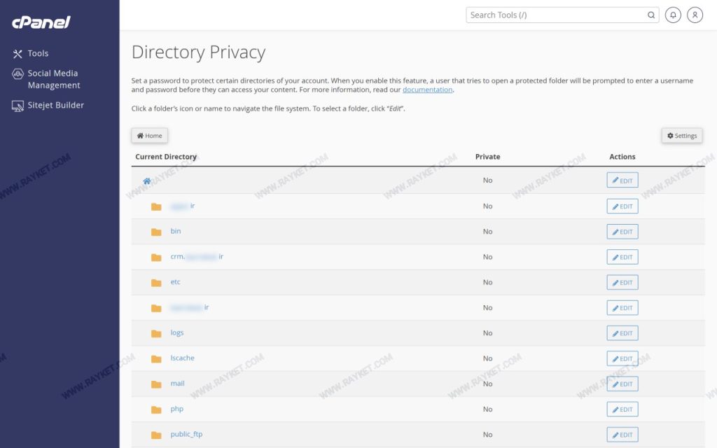 ابزار Directory Privacy در سیپنل برای رمز گذاشتن روی پوشه