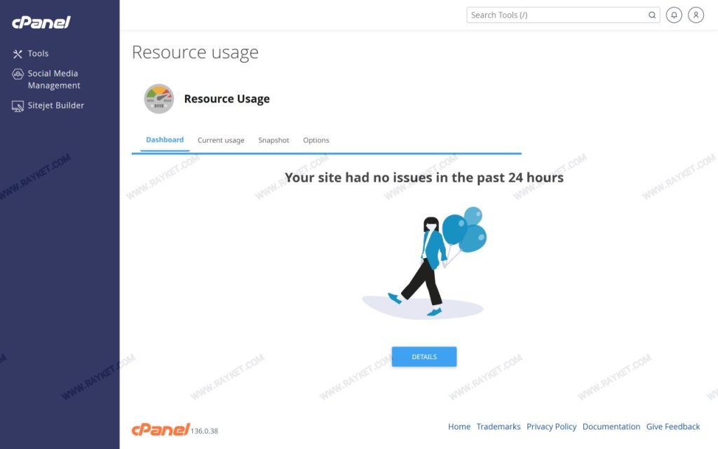 بخش Resource Usage در سیپنل